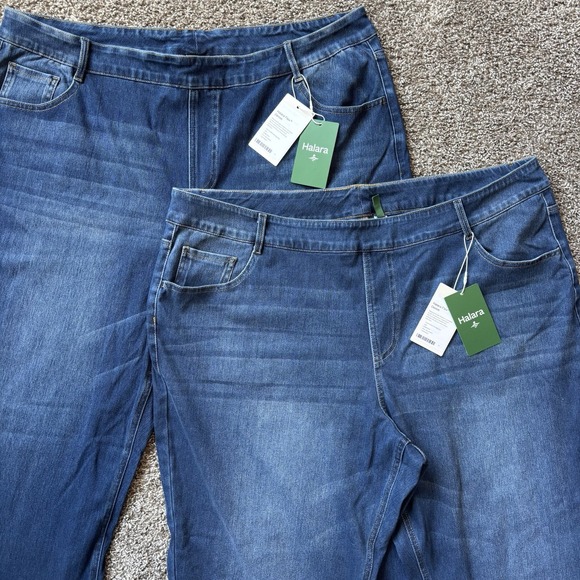 LOT of 2 NWT Halara Flex Denim Womens 2X Inseam 29" Pull On Stretch Straight Leg - Picture 1 of 15
